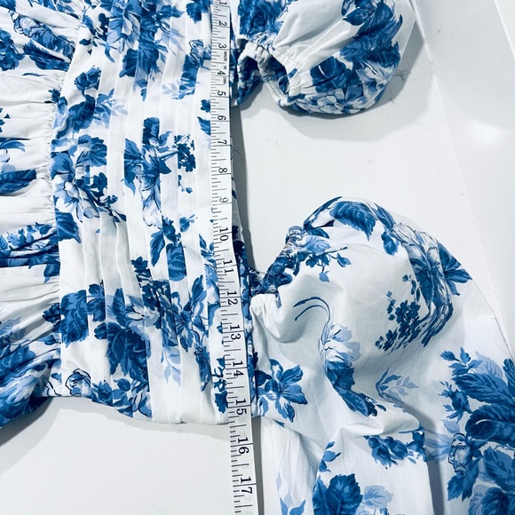 Abercrombie & Fitch Blue and White Floral Puff-Sleeve Mini Dress - Picture 9 of 14